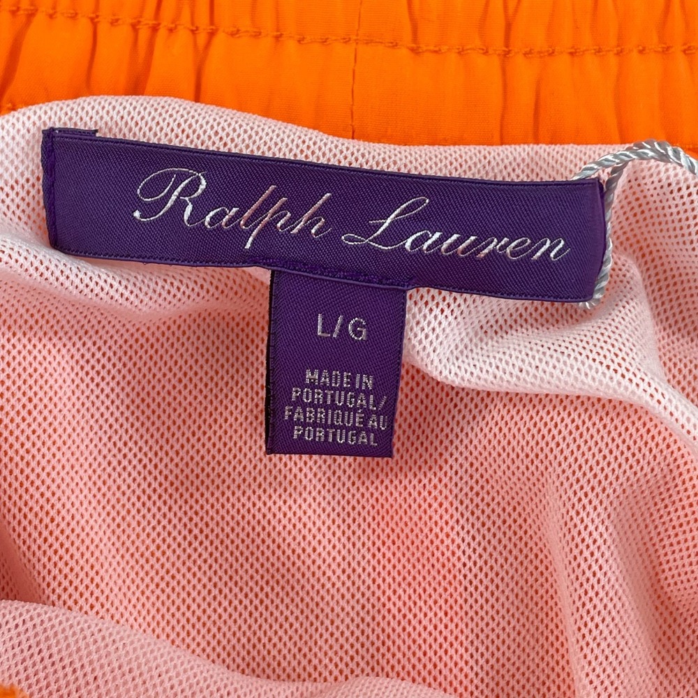 Polo Ralph Lauren Purple Label‎ Amalfi Swim Trunks Men Large Orange Pop NWT $295 - Picture 2 of 11